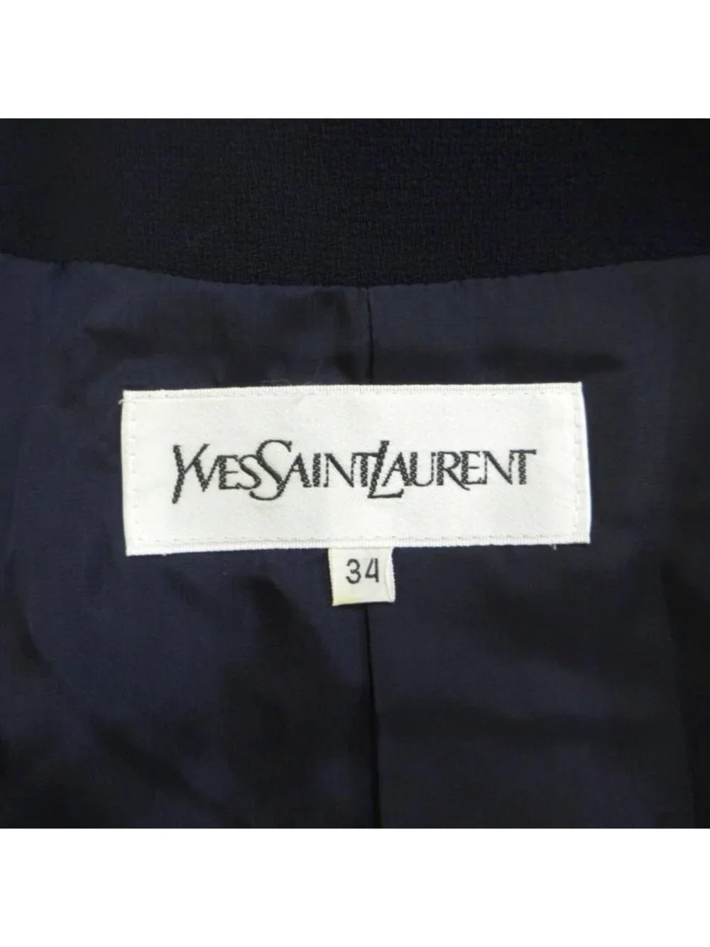 Saint Laurent Color Jacket Top Wool 34 Navy Gold Button Vintage Round Neck Long - Picture 5 of 7